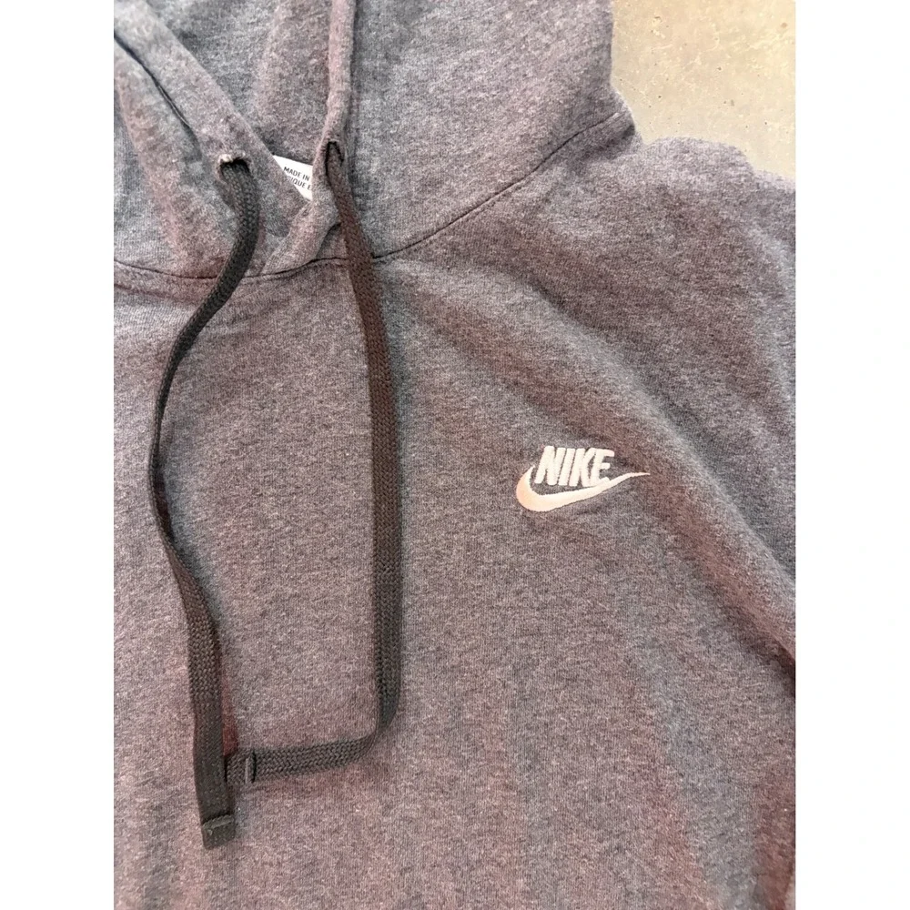 Nike Sportswear Mens Pullover Hoodie Charcoal Gray Embroidered Logo Size M